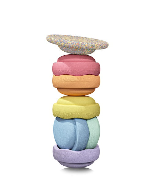 Stapelstein Rainbow pastel + Stapelstein Board Confetti pastel 6+1
