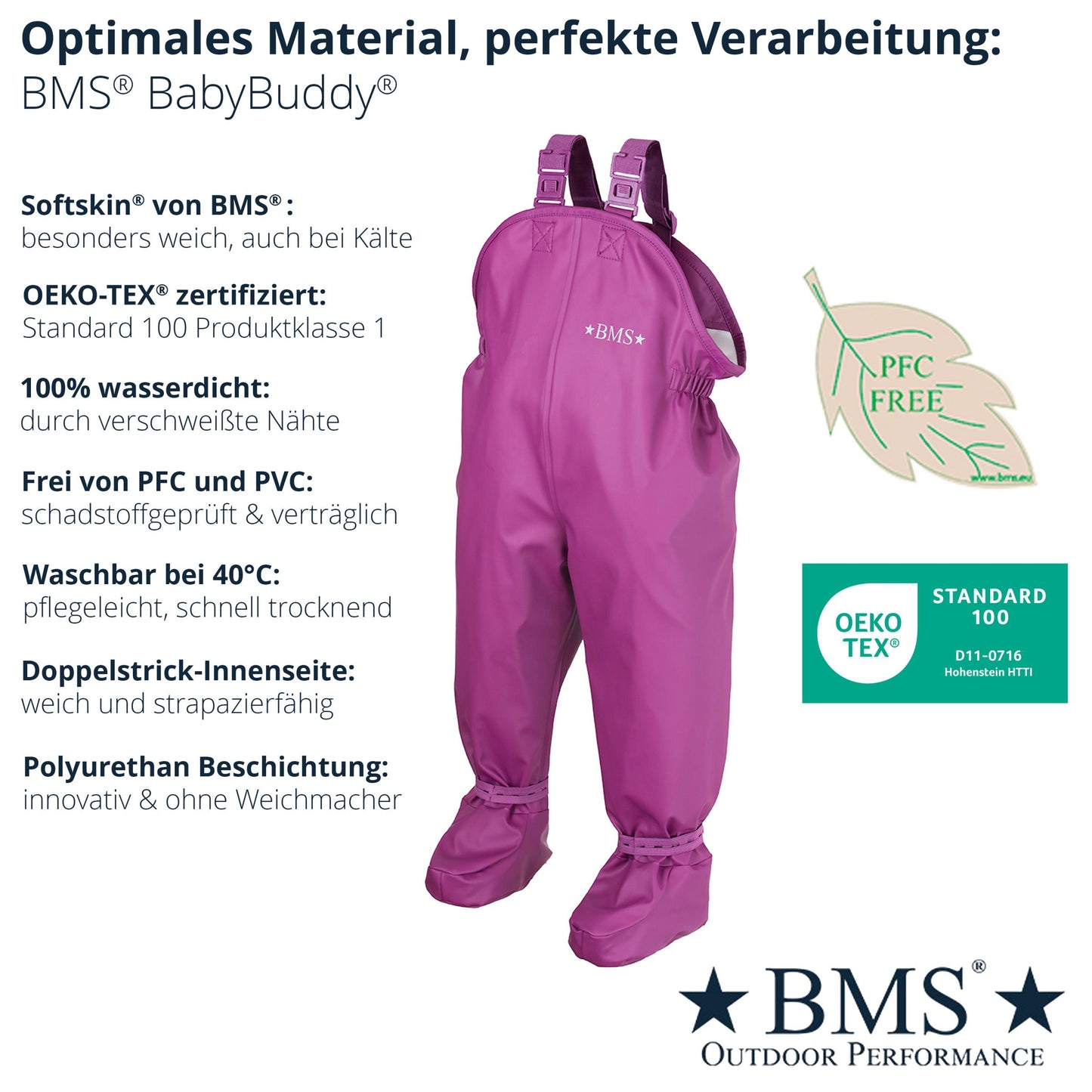 Informationen vom BMS BabyBuddy in Lila für Babys von 6 bis 18 Monaten
