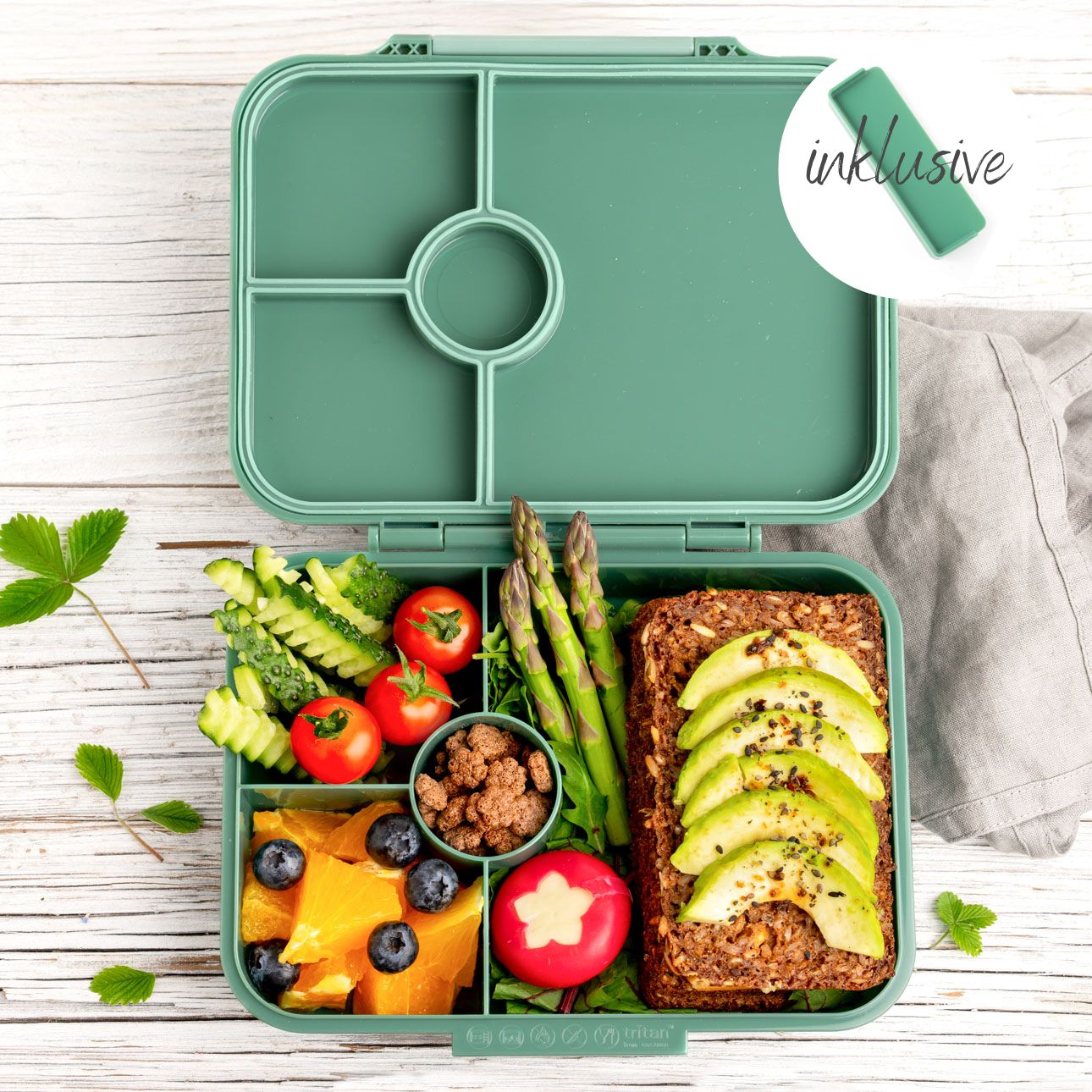 Lekkabox Z'nünibox mit 4 Fächern, Forest