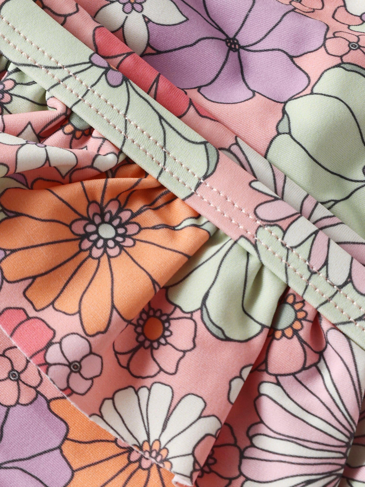 Detail Blumenmuster Color Kids Bikini Set rosa nachhaltige Kinderkleidung