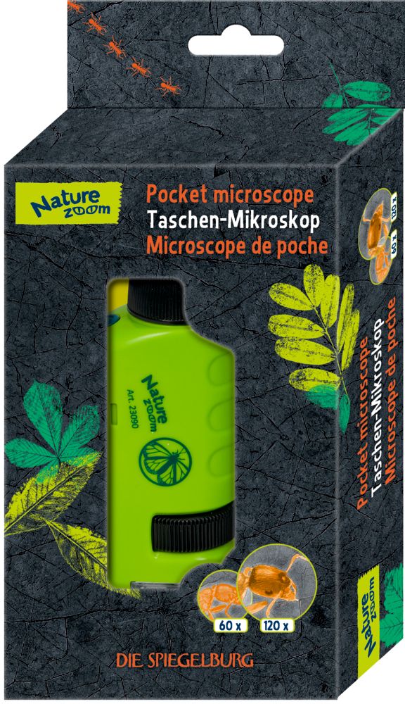 Verpackung Nature Zoom Taschenmikroskop für Kinder Naturforscher im Bärechind Winterthur Zürich Schweiz.