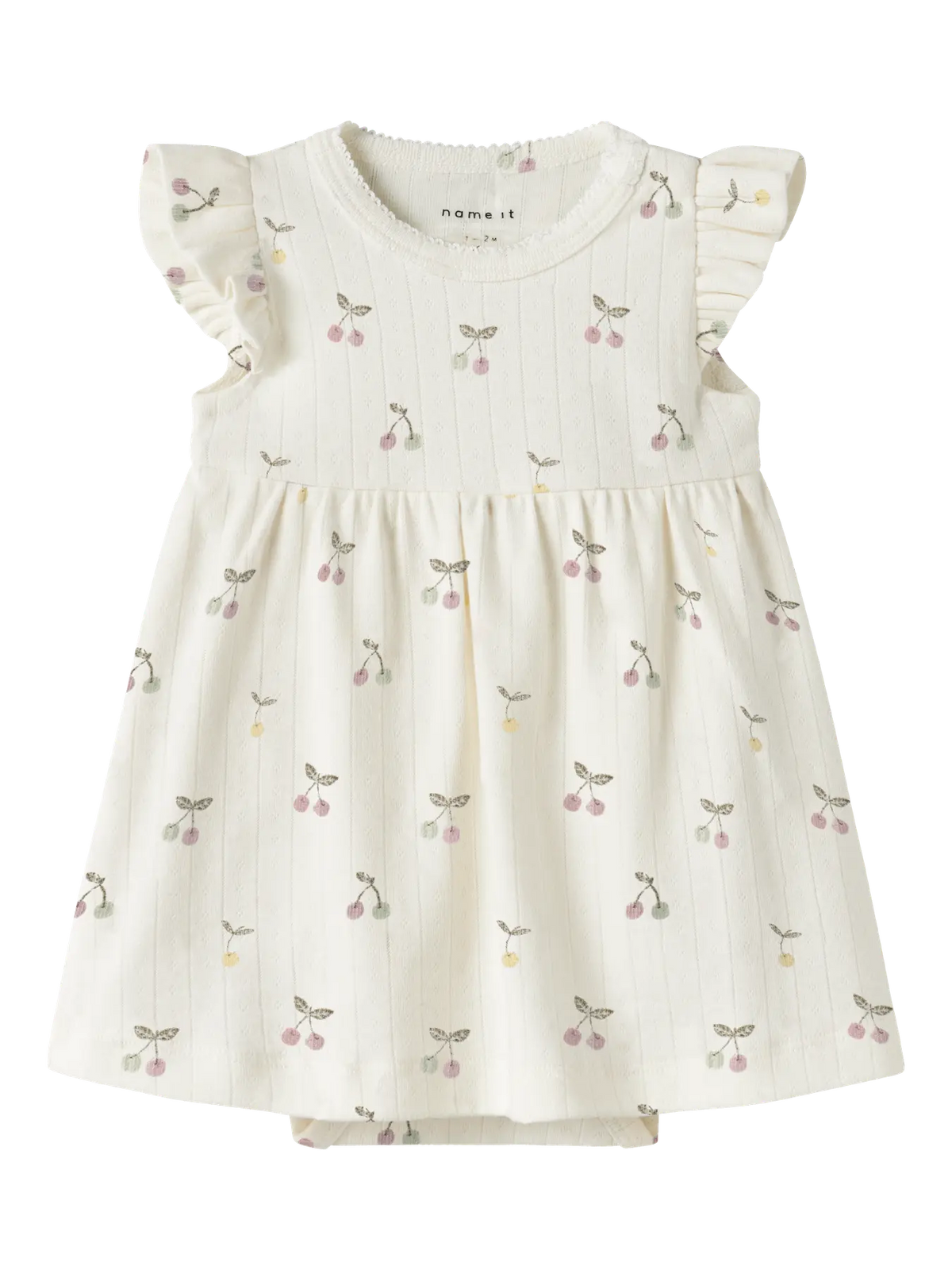 NAME IT Kleid Body aus Baumwolle mit Kirsch Print in Creme zu kaufen im Bärechind Winterthur Zürich Schweiz.