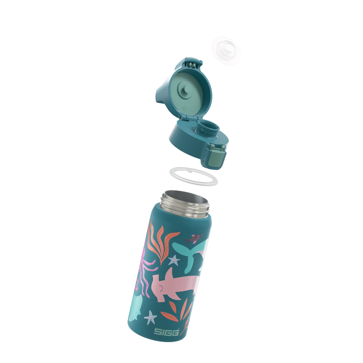 Detailansicht der Sigg Edelstahl Trinkflasche mit geöffnetem ONE Top Verschluss im Bärechind Winterthur Zürich Schweiz