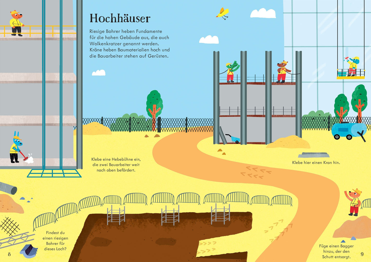 Usborne Immer-wieder-Stickerbuch auf der Baustelle, Stickerspass bei Bärechind