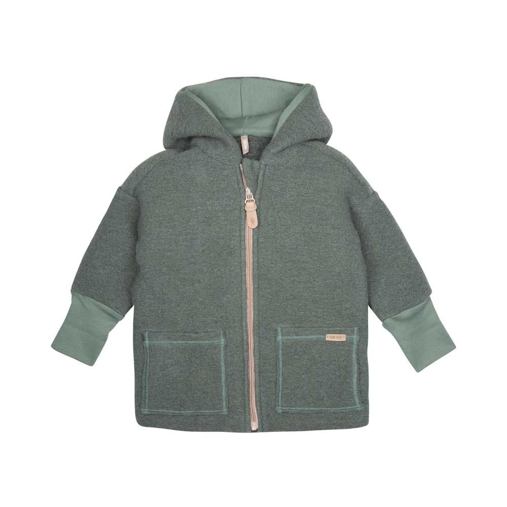 Wollwalk Jacke mit Kapuze, salbei