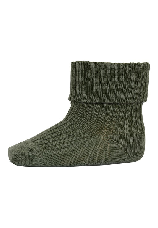 Wool rib baby socks, olivie