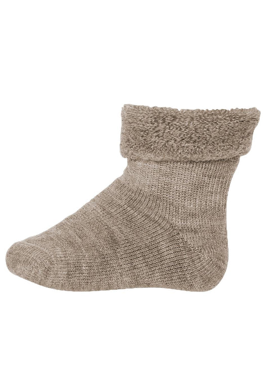 Wool baby socks, light brown melange