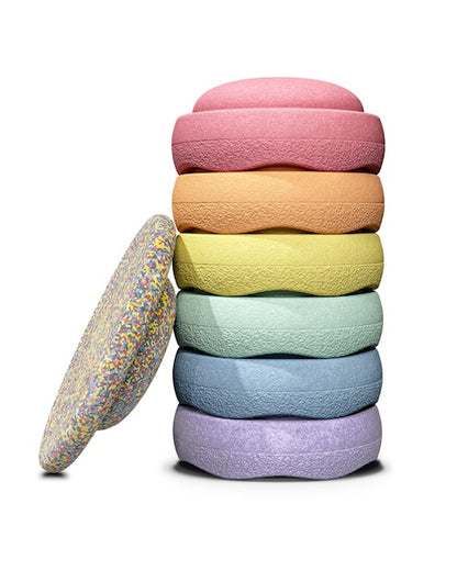 Stapelstein Rainbow pastel + Stapelstein Board Confetti pastel 6+1