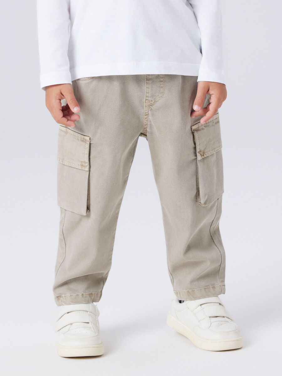Kinder Cargo-Hose aus TENCEL™ Twill, beige chinchilla