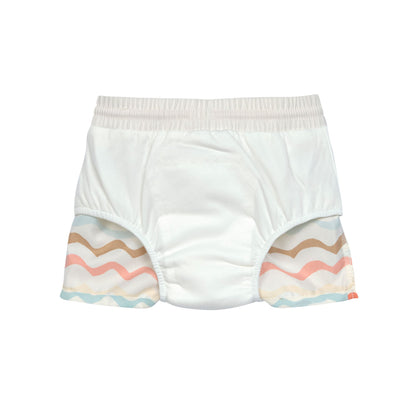 Badehose Baby (mit Windel) - Wellen, Weiss