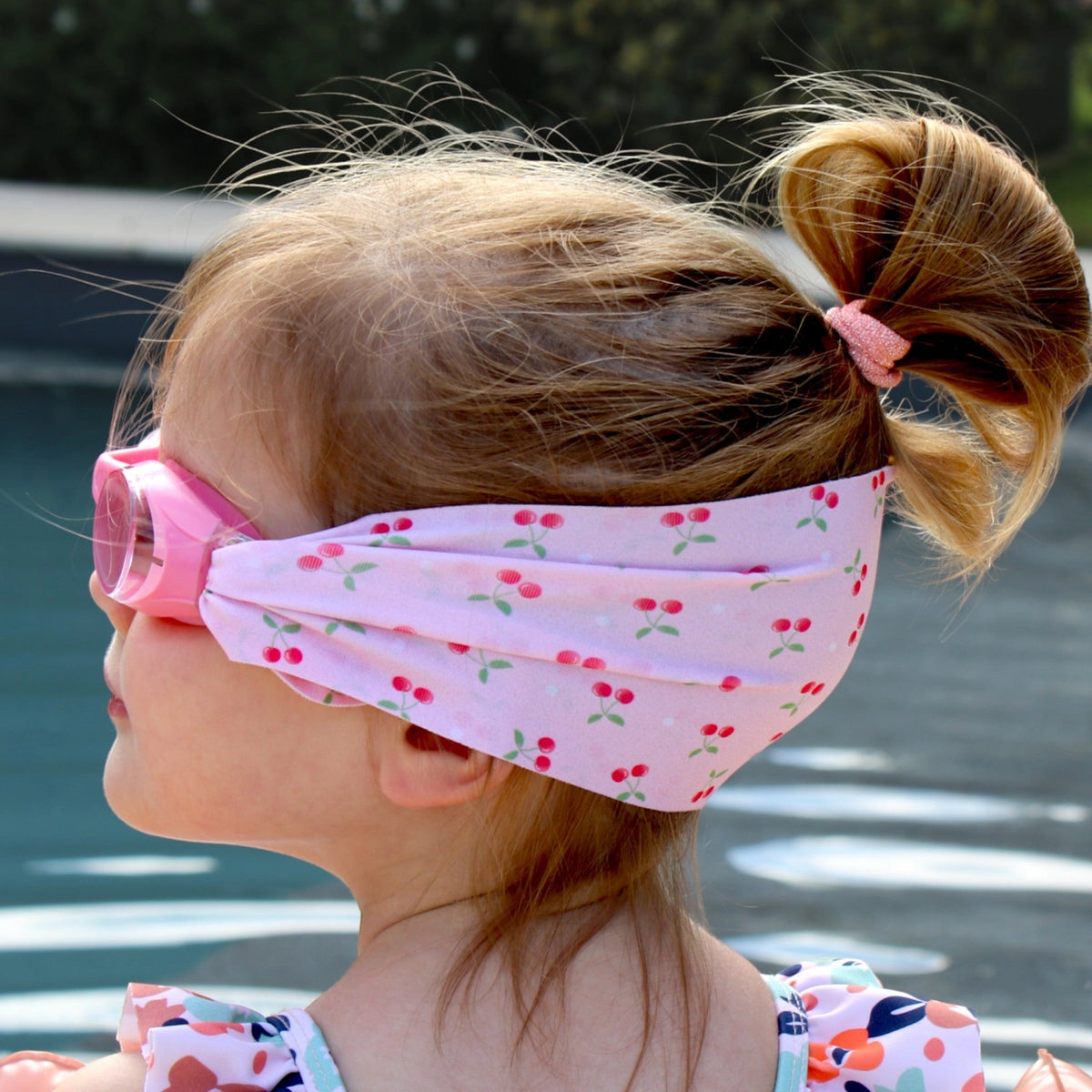 Kinder Taucherbrille, blau mit Kirsch-Muster (4-7 Jahre)