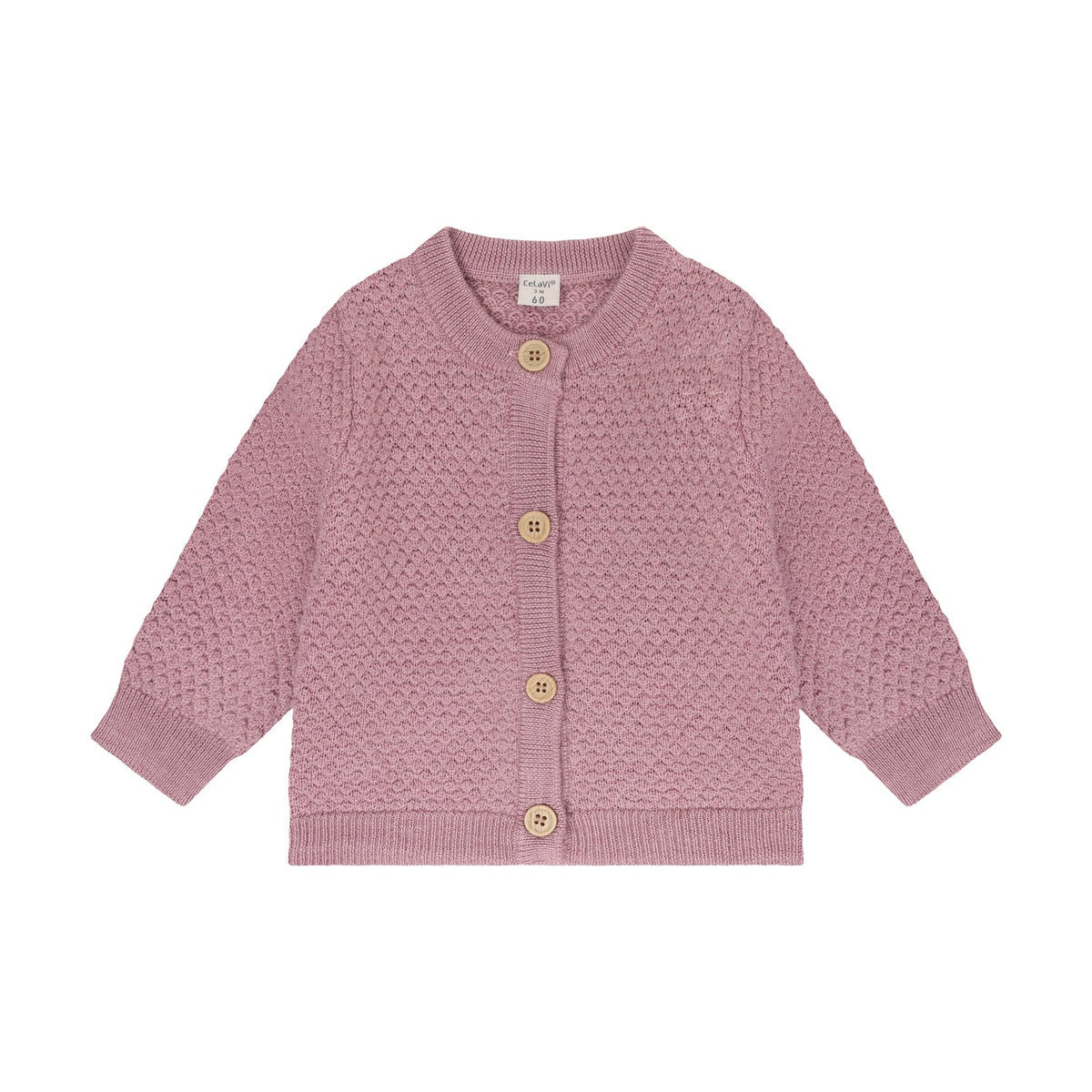 CeLaVi Merino Strickjacke Baby in Lilas Melange, Vorderansicht