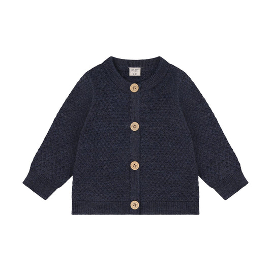 CeLaVi Merino Strickjacke Baby in Ombre Blue Melange, Vorderansicht
