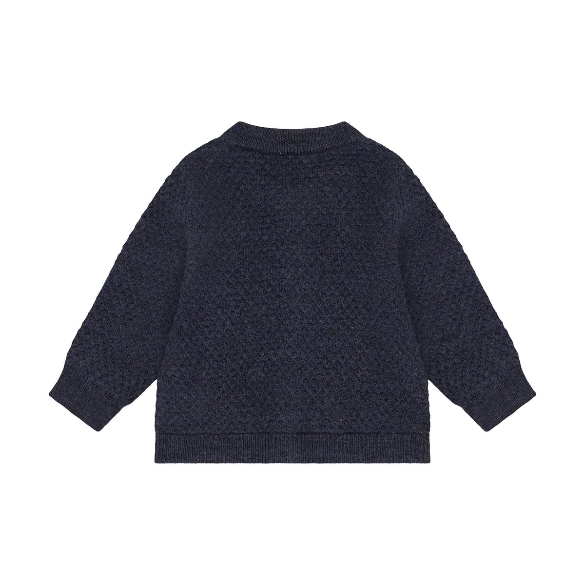CeLaVi Merino Strickjacke Baby in Ombre Blue Melange, Rückansicht