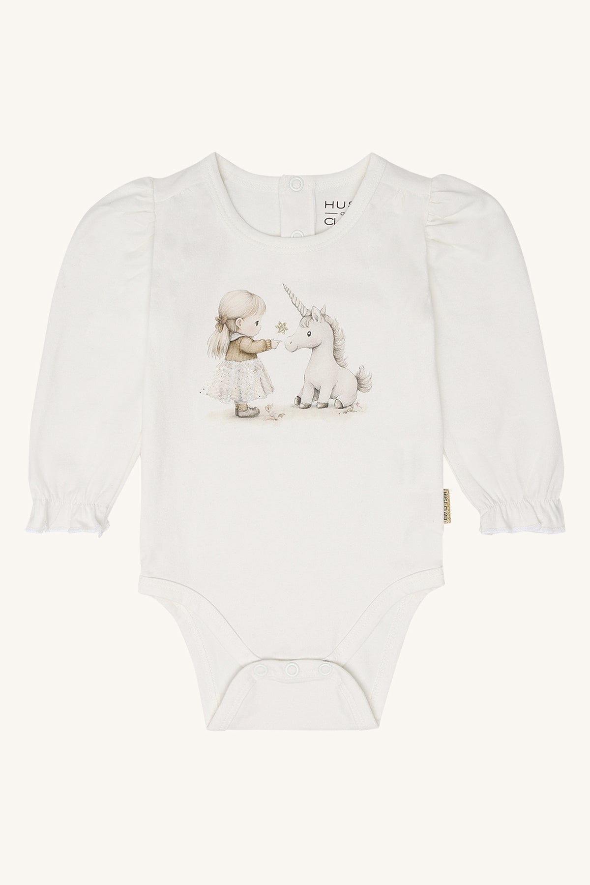 Hust & Claire Babybody mit Einhornmotiv, Weiss