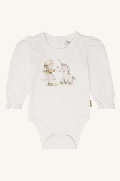 Hust & Claire Babybody mit Einhornmotiv, Weiss
