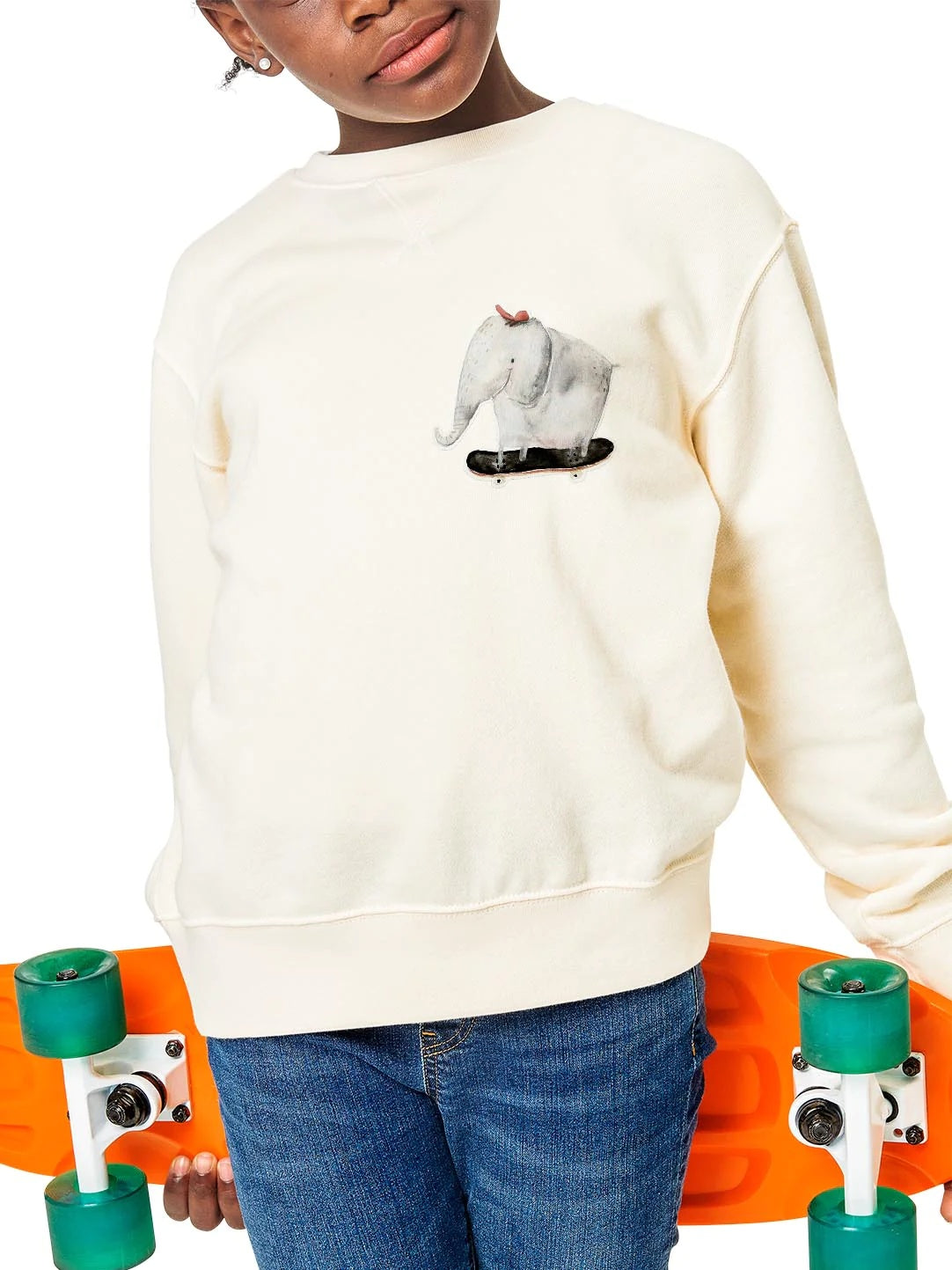Bügelbild Elefant auf Skateboard