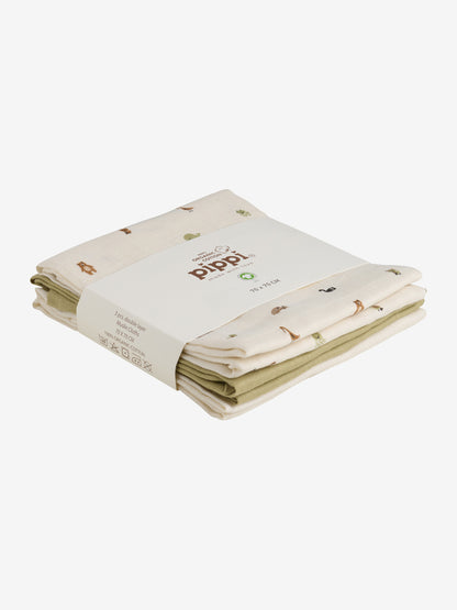 Musselin Nuschi 3er Set aus Bio Baumwolle, Woodsmoke