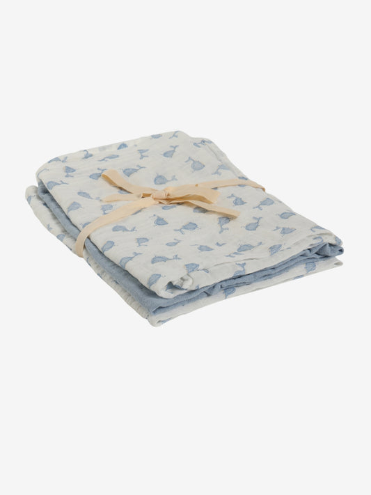 Musselin Nuschi 3er Set aus Bio Baumwolle, Ashley Blue