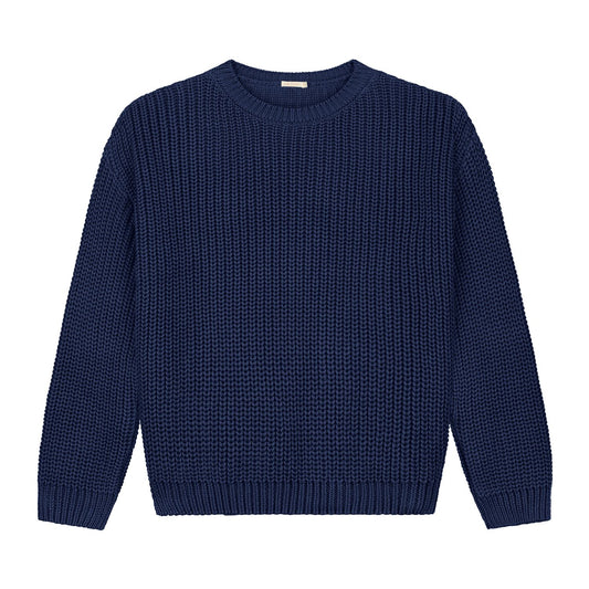 Chunky Women Knit Sweater, navy