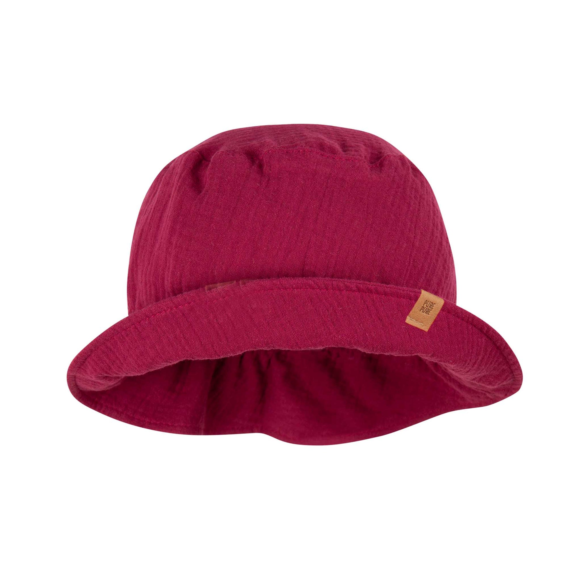 Mini Sonnenhut aus Bio-Baumwoll Mull in raspberry von Pure Pure by Bauer bei Bärechind Winterthur Zürich Schweiz.