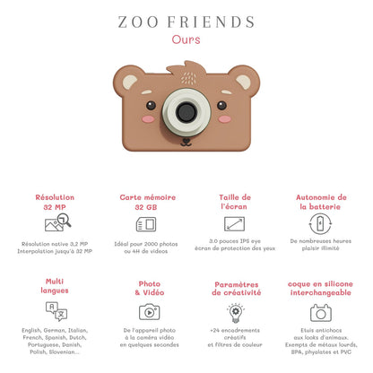 The Zoofamily Kinderkamera Zoo friends Bär bei Bärechind, Kinderkamera mit kuscheligem Bären-Design.