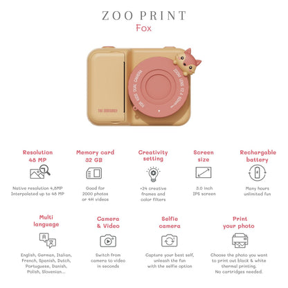 The Zoofamily Kinderkamera Zoo Print,  Fuchs