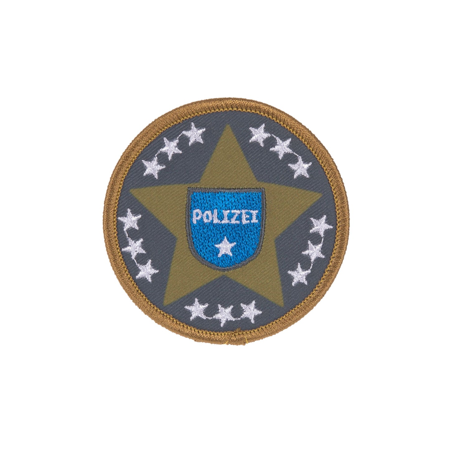 Runde Polizei-Patch mit Sternenrahmen aus dem Laessig Polizei Set.