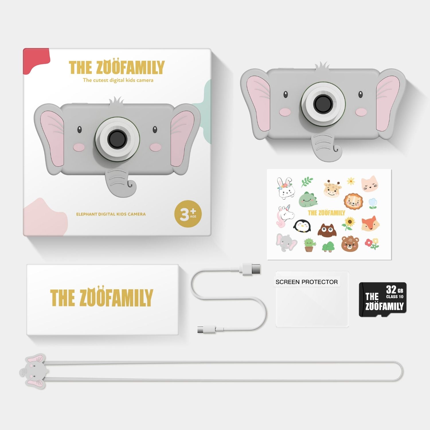 The Zoofamily Kinderkamera Zoo friends Elefant bei Bärechind, Kinderkamera mit niedlichem Elefanten-Design.