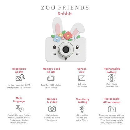 The Zoofamily Kinderkamera Zoo friends Hase bei Bärechind, Kinderkamera mit niedlichem Hasen-Design.