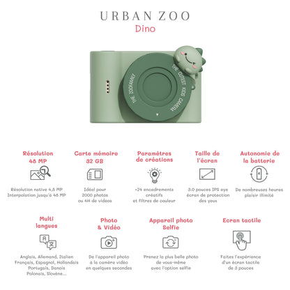 The Zoofamily Kinderkamera Urban Zoo Dino bei Bärechind, Kinderkamera mit coolem Dino-Design.