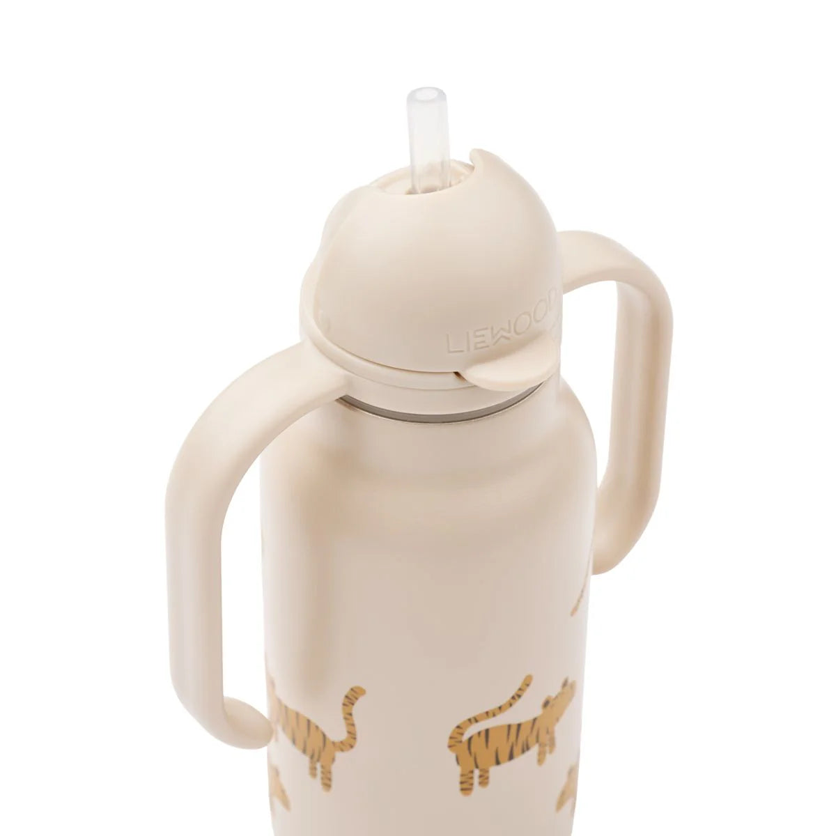 Liewood Trinkflasche aus Edelstahl mit Tiger Motiv und Griffen für Kinder im Bärechind Winterthur