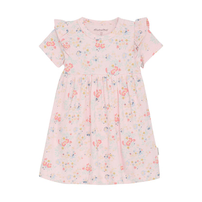 Baby Kleid mit Blumen-Allover-Print, weicher Rippstoff mit Rüschenärmeln, erhältlich in Winterthur, Zürich, Schweiz