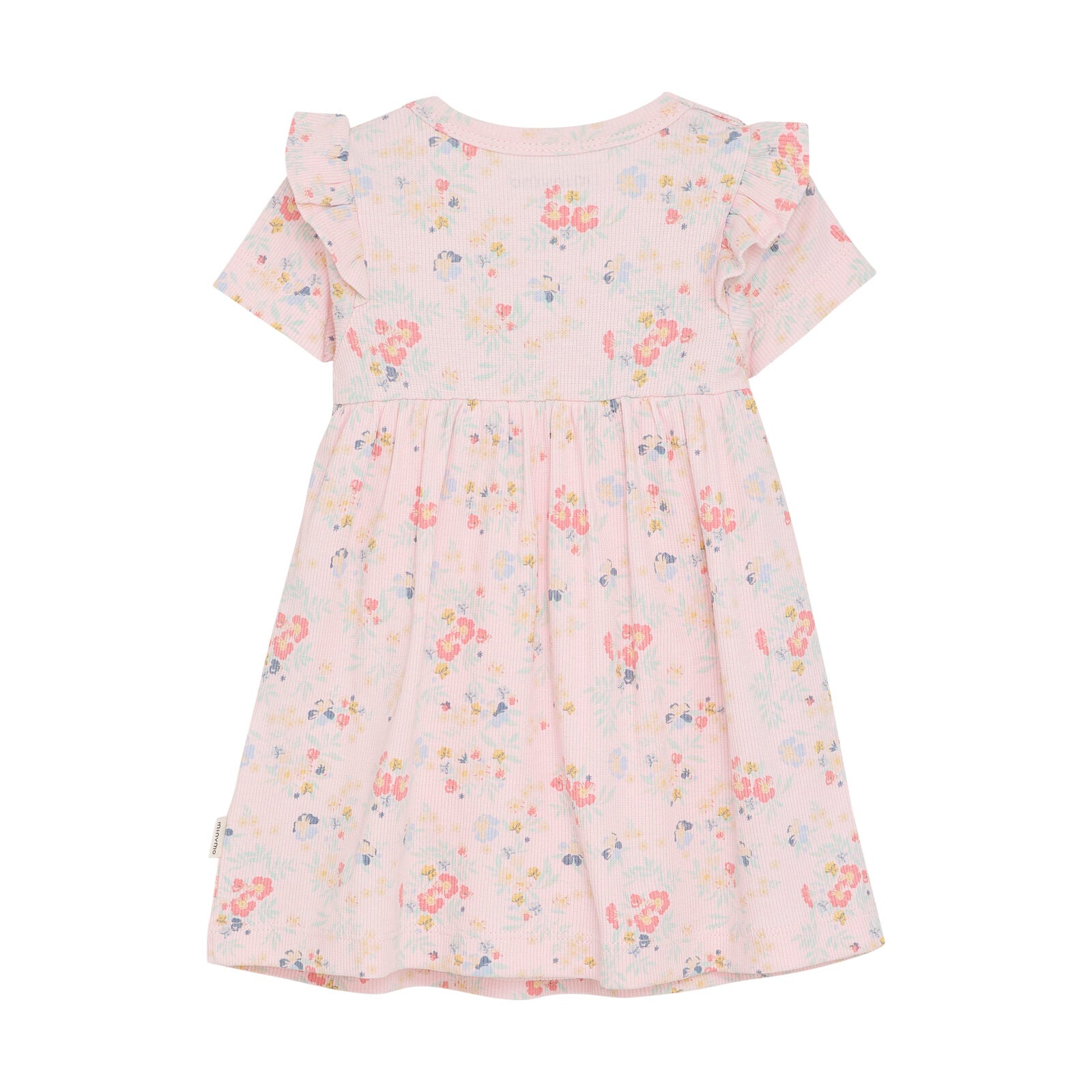Rückansicht des Baby Kleids mit Blumenmuster, luftiger Schnitt für maximalen Komfort