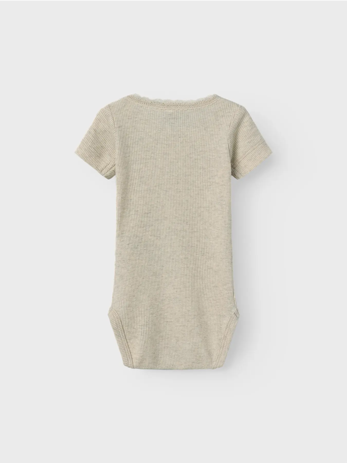 Baby Kurzarm Body in beige melange aus weicher Baumwolle, erhältlich bei Bärechind Winterthur Zürich Schweiz.