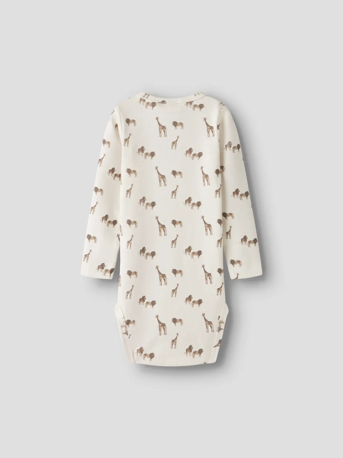 Langarm Babybody mit Giraffen- und Löwen-Print in Creme von Lil’ Atelier im Bärechind Winterthur Zürich Schweiz