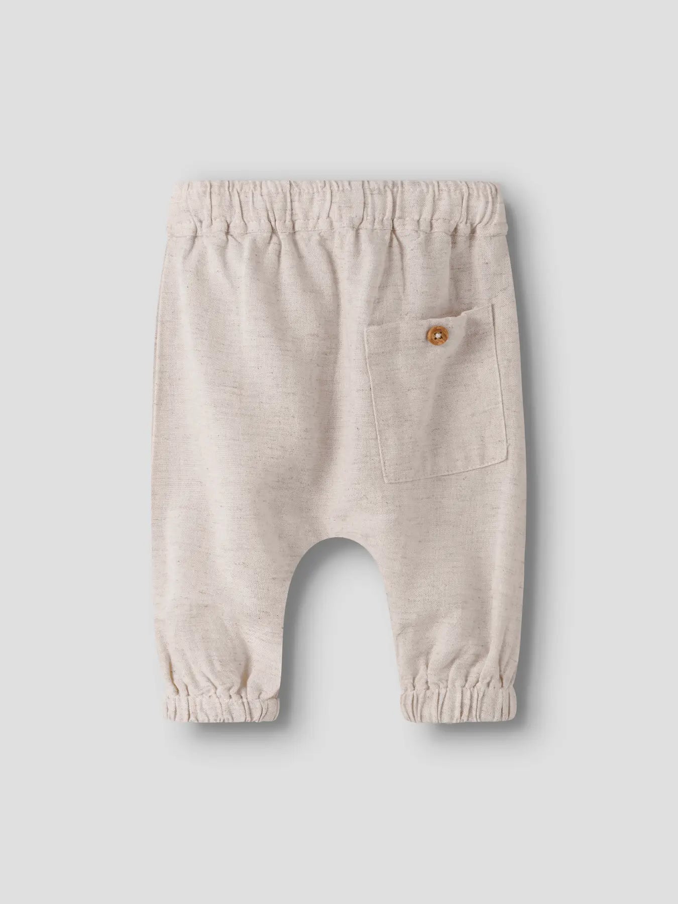 Leichte Babyhose aus Leinen Baumwoll Mix in Beige zu kaufen im Bärechind Winterthur Zürich Schweiz.