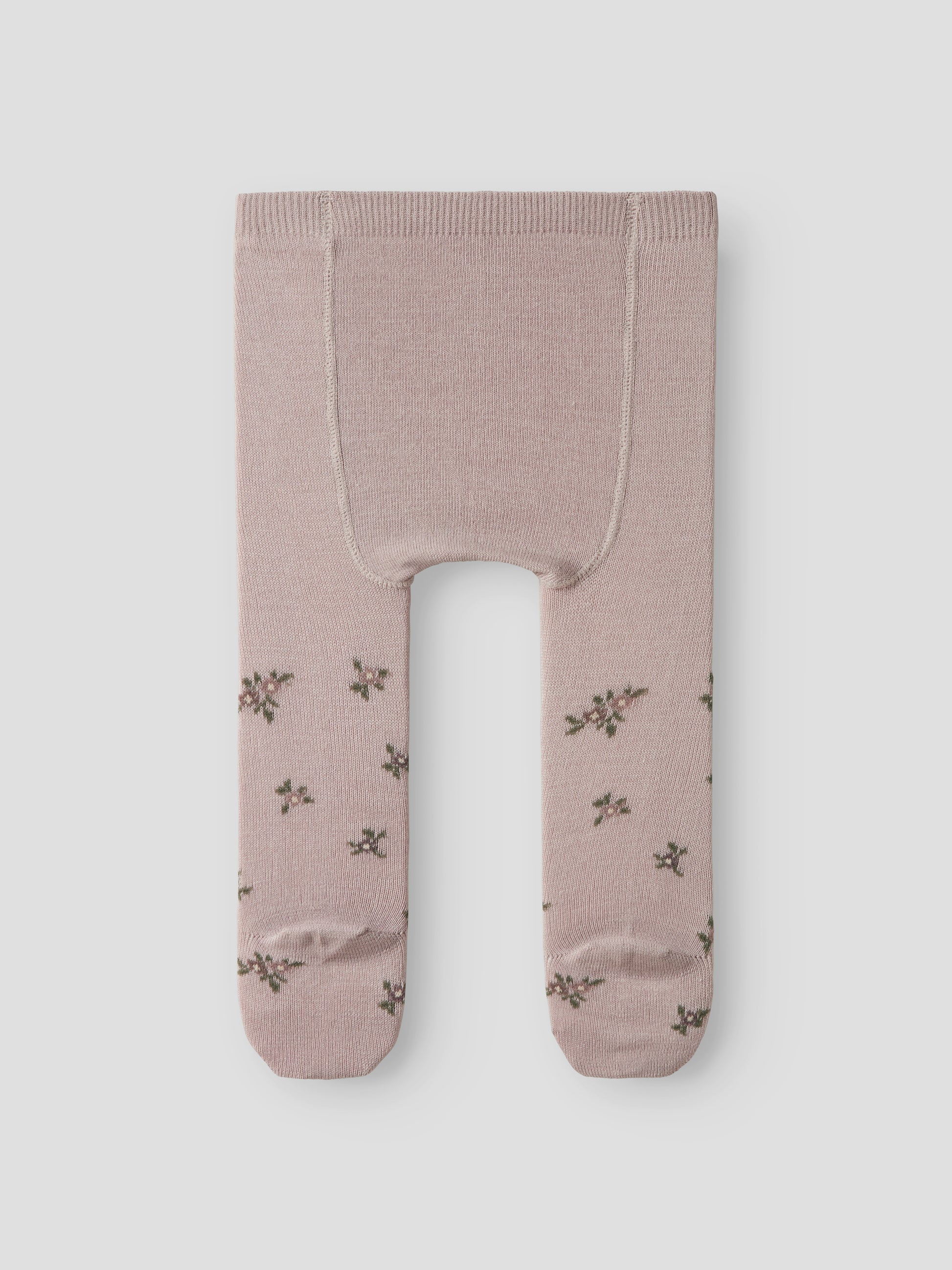 Detailansicht Altrosa Wollstrumpfhose mit Blumenmuster, Bärechind, Winterthur, Schweiz