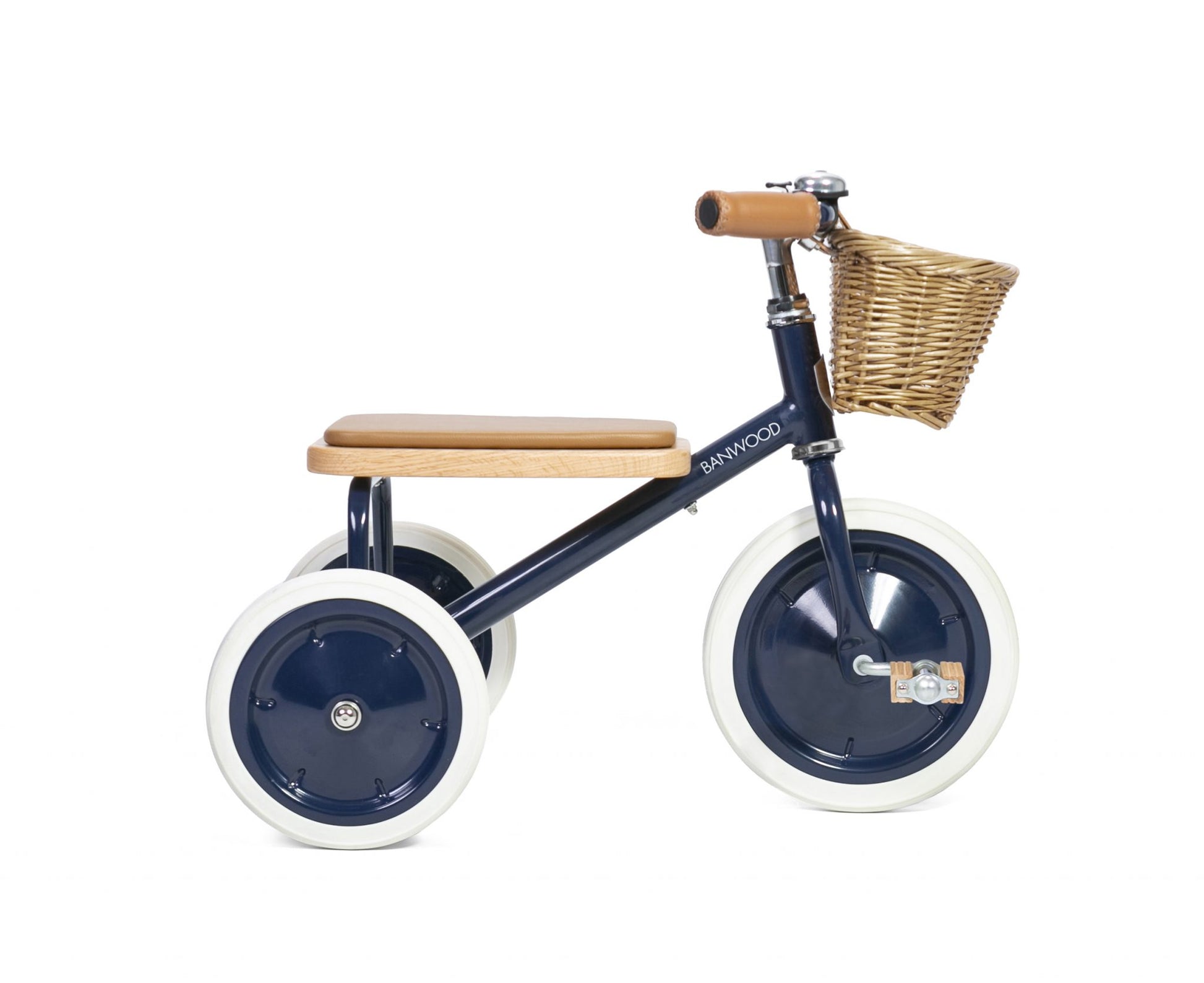 Banwood Trike Navy nachhaltiges Kinder Dreirad aus Holz mit Weidenkorb