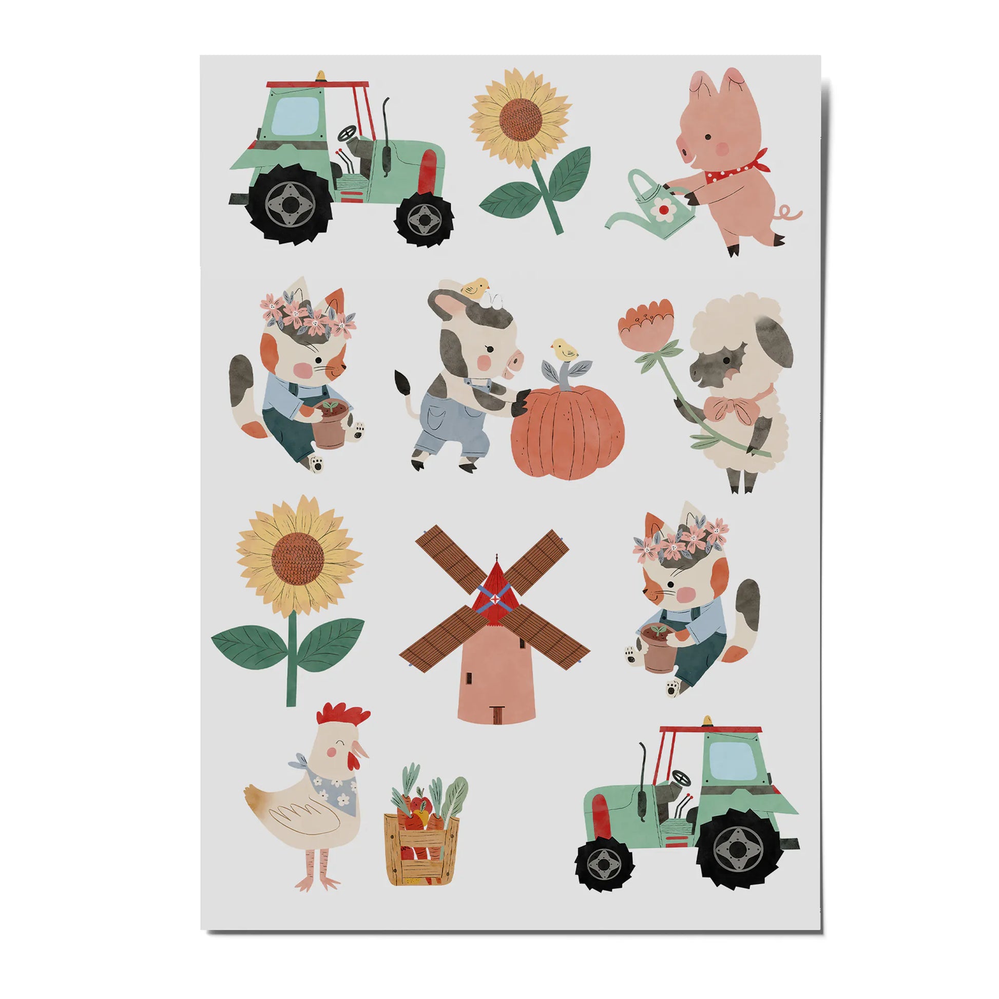 Bauernhof Kindertattoos von nuukk mit Traktor, Tieren und Blumen – nachhaltige Kindertattoos bei Bärechind Winterthur Zürich Schweiz.