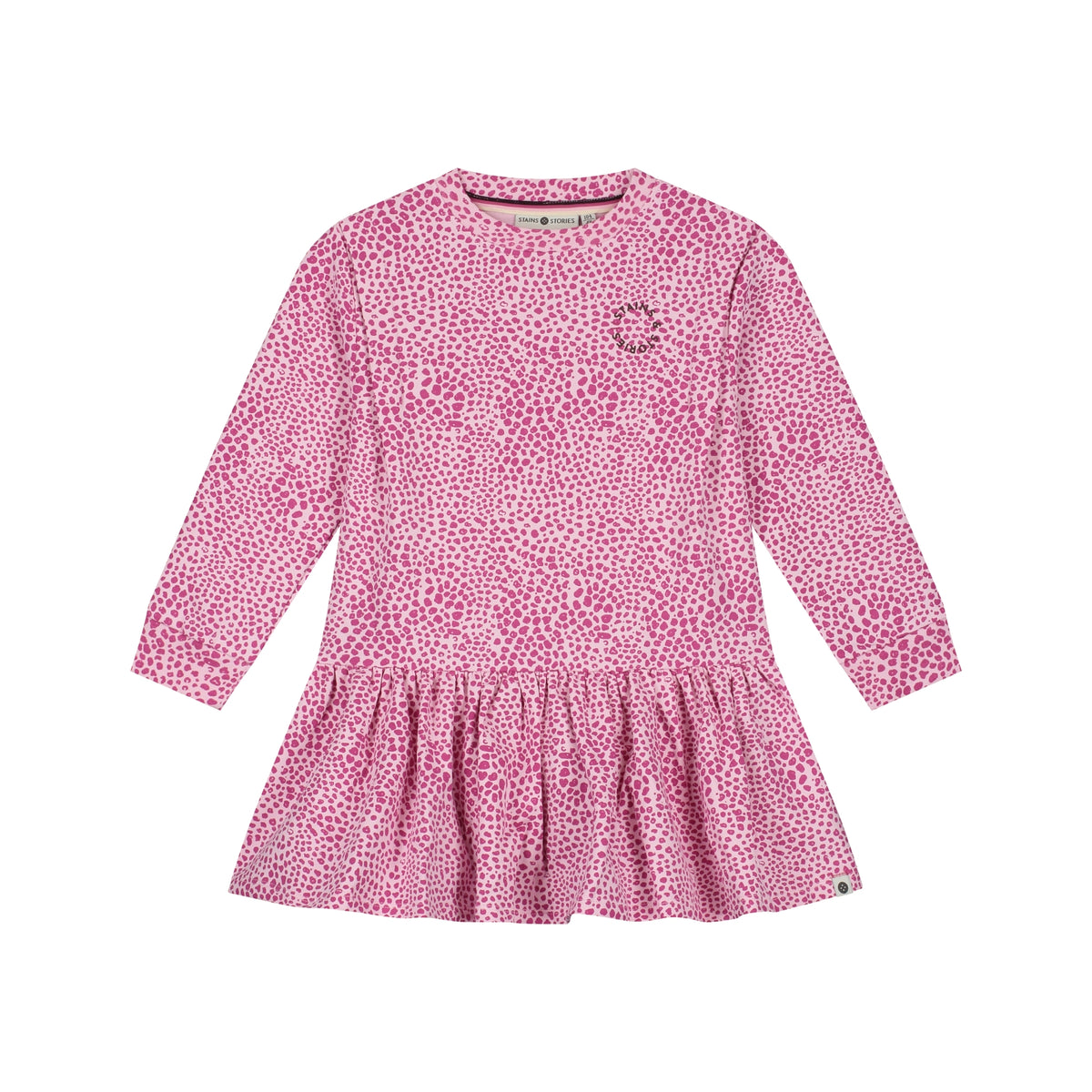 Baumwolle Kleid mit Leopardenprint in Pink, Vorderansicht