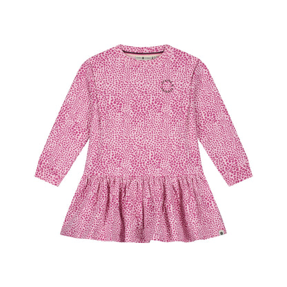 Baumwolle Kleid mit Leopardenprint in Pink, Vorderansicht