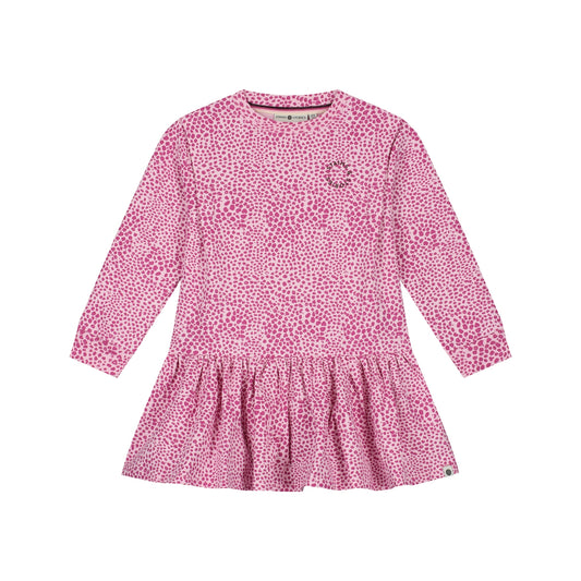 Baumwolle Kleid mit Leopardenprint in Pink, Vorderansicht