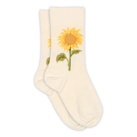Baumwollsocken mit Sonnenblumenmotiv in sunflower beige von MP Denmark, erhältlich im Bärechind Winterthur, Zürich, Schweiz.