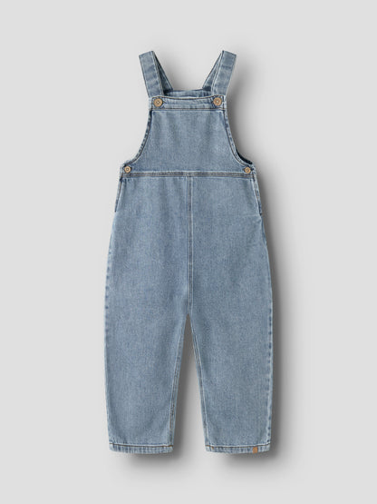 Bio-Baumwolle Latzhose in Medium Blue Denim, Vorderansicht