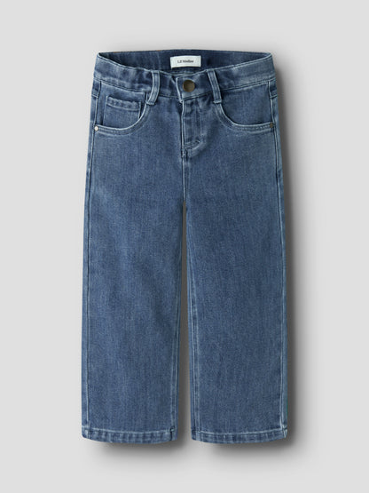 Bio-Baumwolle Wide Jeans in Dark Blue Denim, Vorderansicht