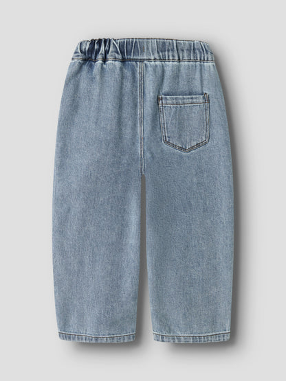Wide Jeans mit leichter Waschung und Rückentasche, Rückansicht