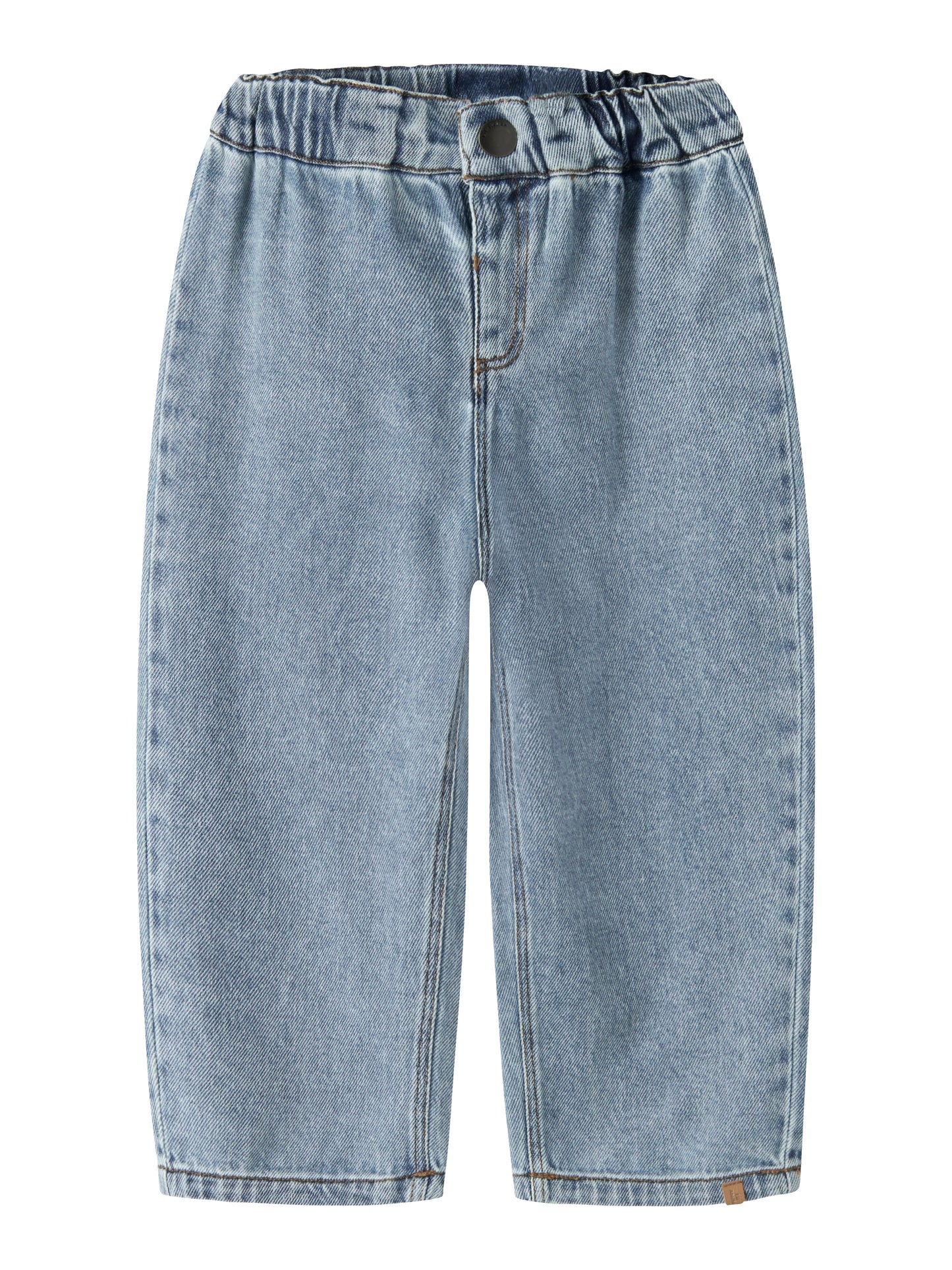 Bio-Baumwolle Wide Jeans in Medium Blue Denim, Vorderansicht