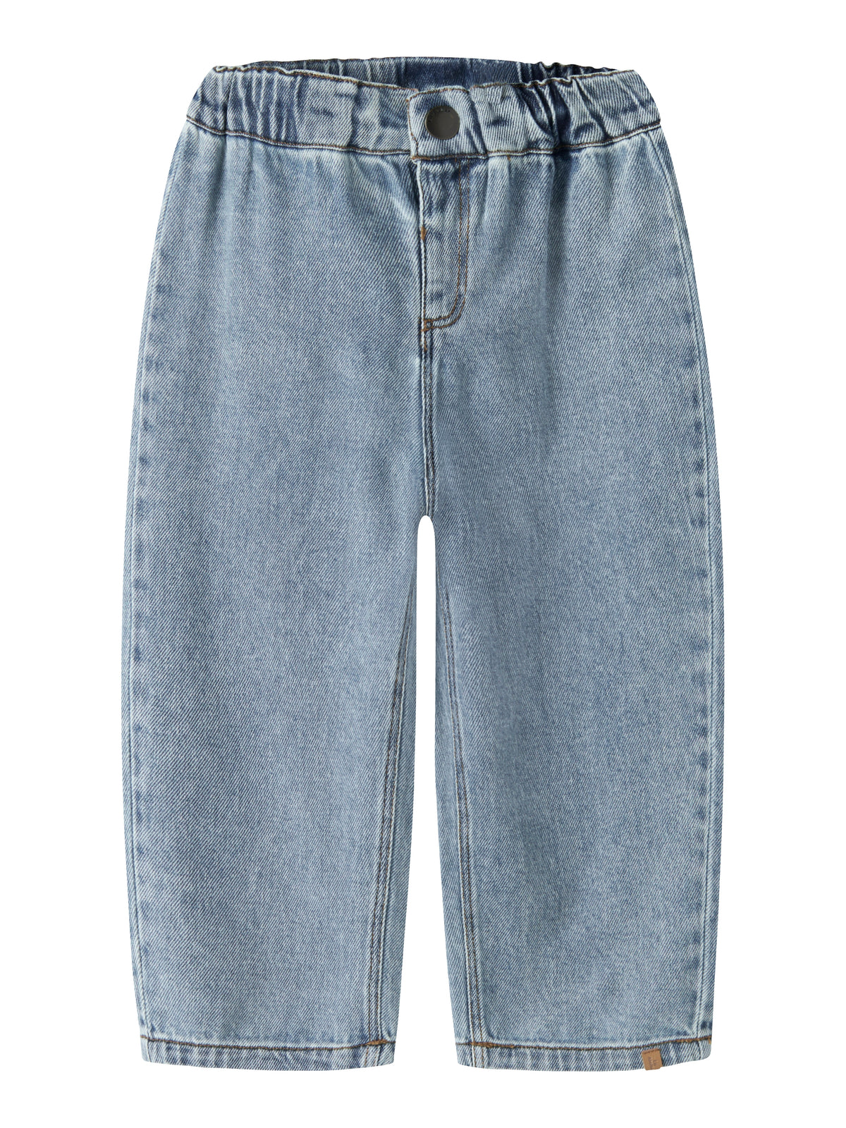 Bio-Baumwolle Wide Jeans in Medium Blue Denim, Vorderansicht