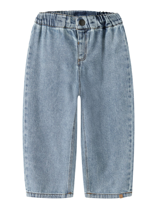 Bio-Baumwolle Wide Jeans in Medium Blue Denim, Vorderansicht